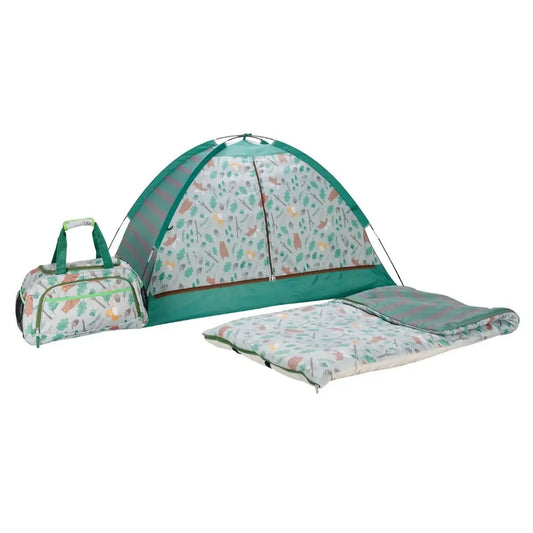 Kids' 3 Pc - Slumber Set, Tent Sleeping Bag Duffel Bag (Woodland Forest Theme)