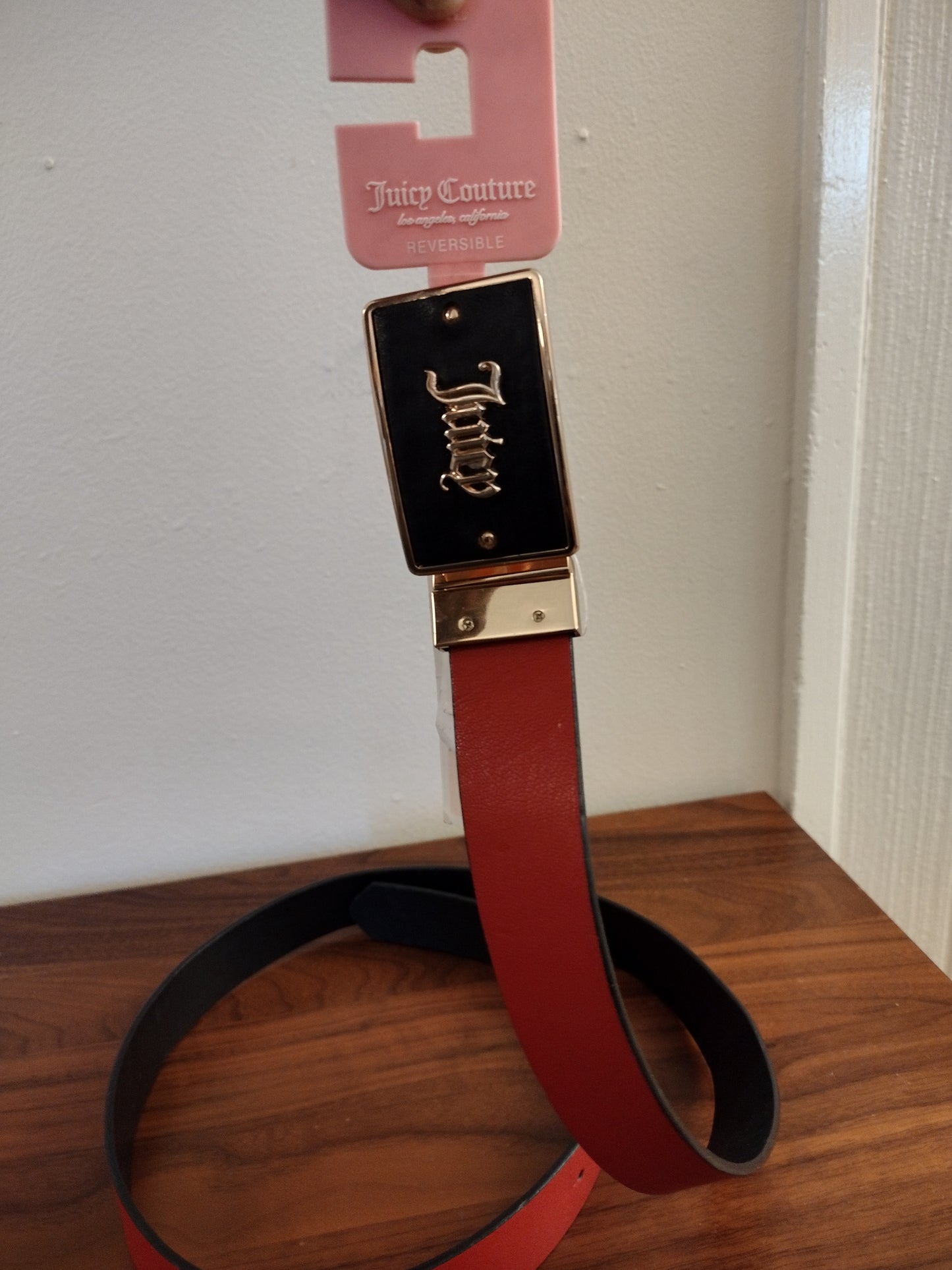 Juicy Couture Reversible Women's Red , Gold & Black Belt