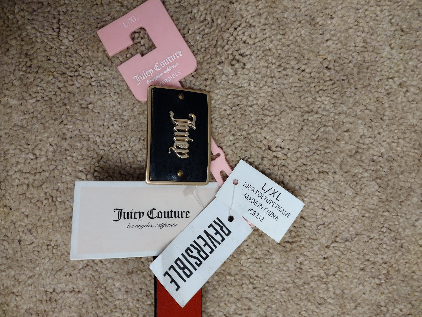 Juicy Couture Reversible Women's Red , Gold & Black Belt