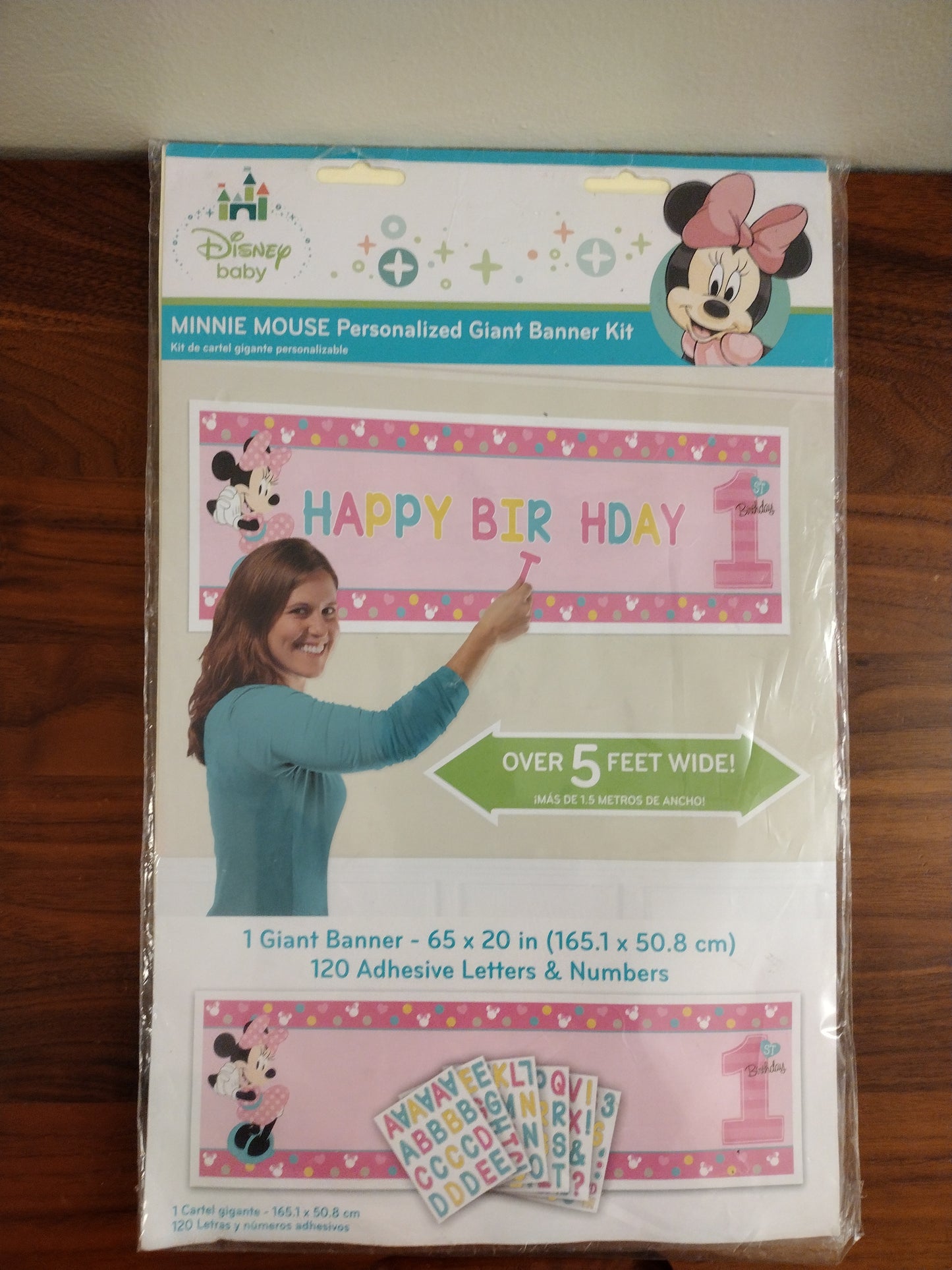 Disney Baby Minnie Mouse Personalized Giant Banner Kit - New - Happy 1st Birthday - Over 5 Feet Wide!