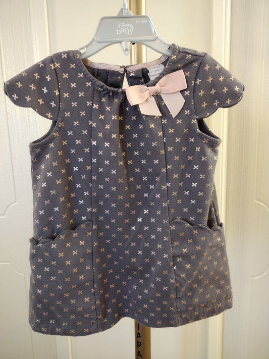 Catherine Malandrino Gray/Rose Gold Foil Print Dress Sz 5T Girl