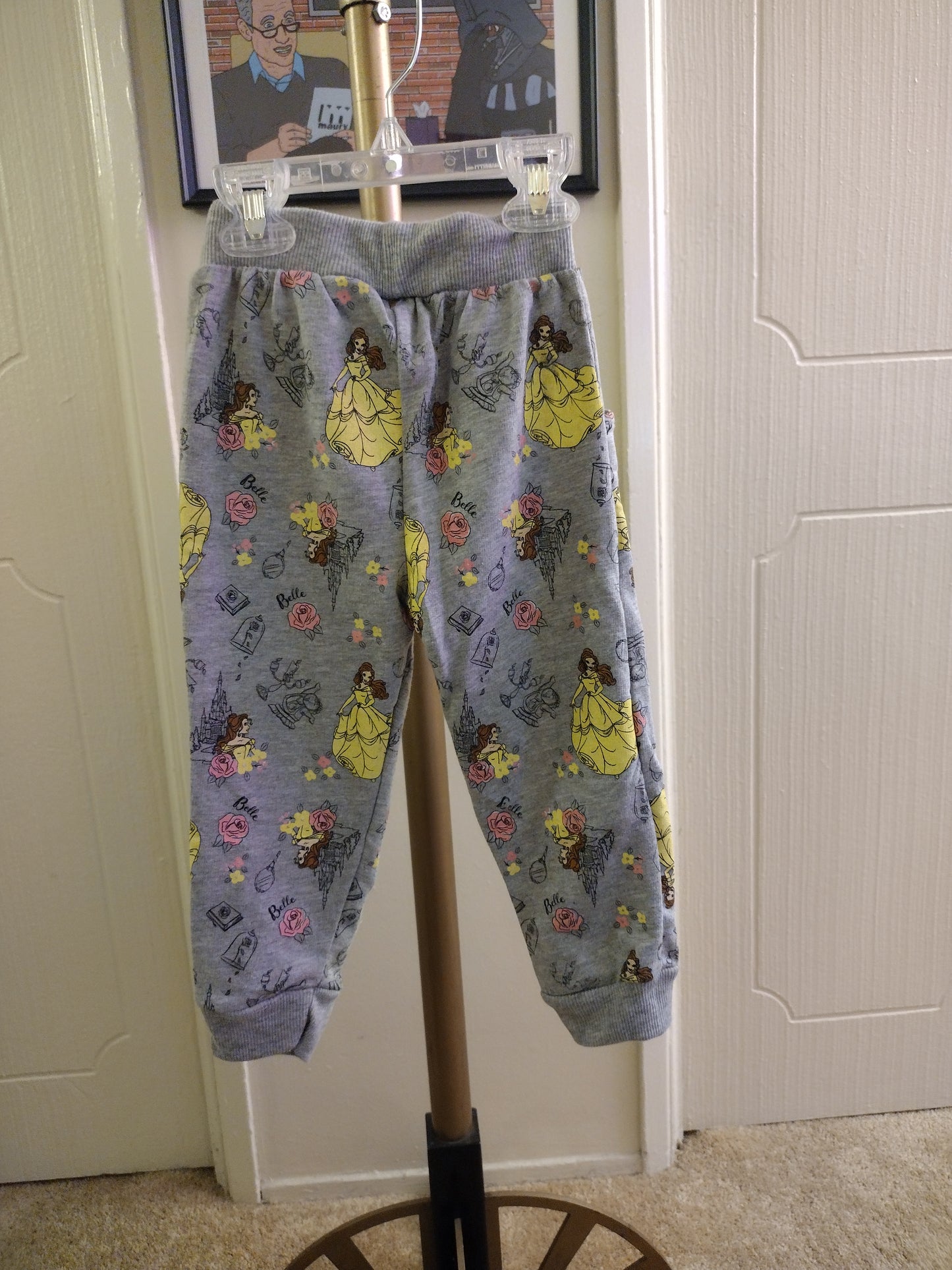 Disney Princess Princess Belle Grey Multi Color Fleece Sweatpants