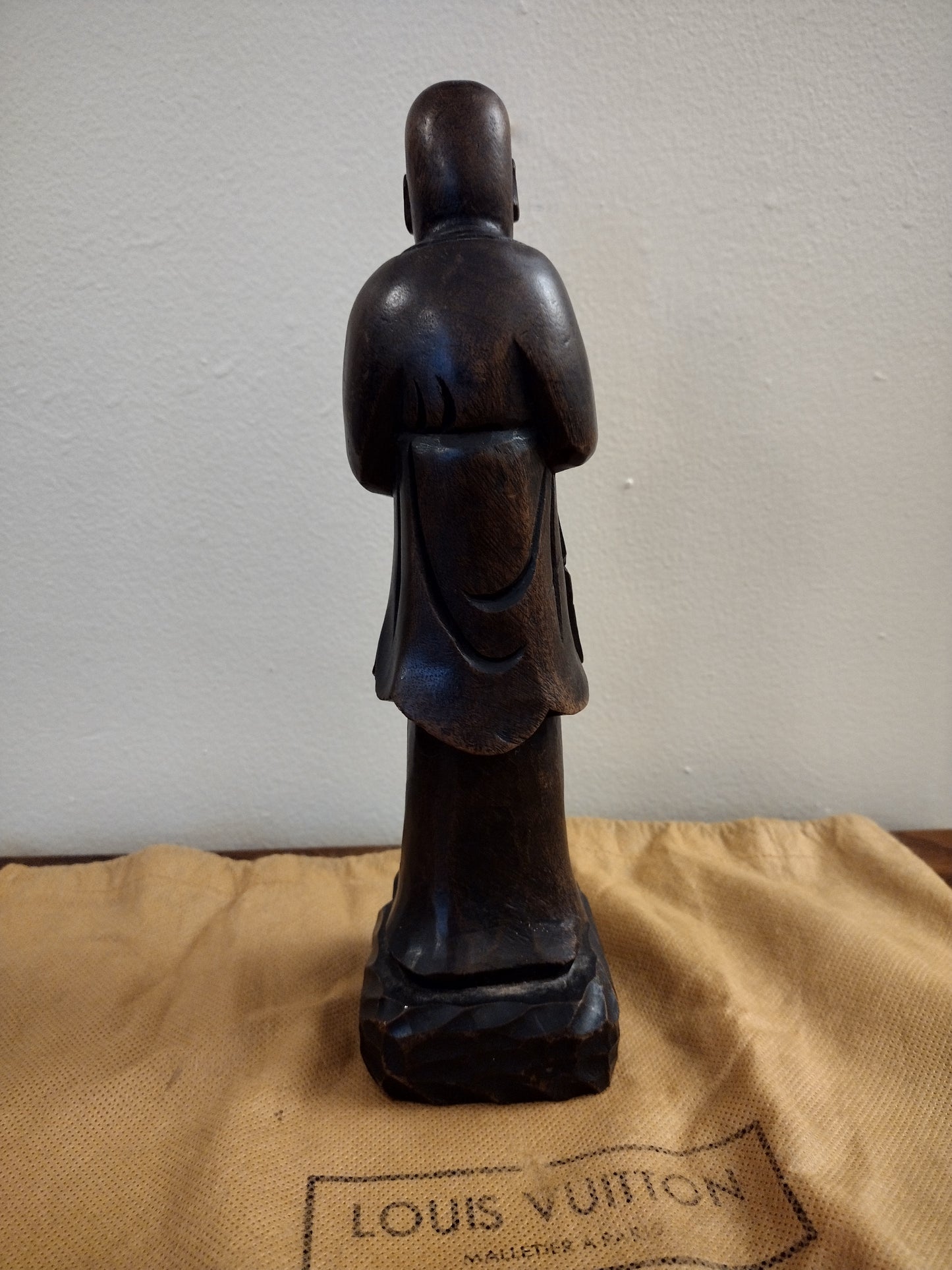 Brown Wooden Statue Figurine 10"   10" Tall Pre Owned  Good Condition