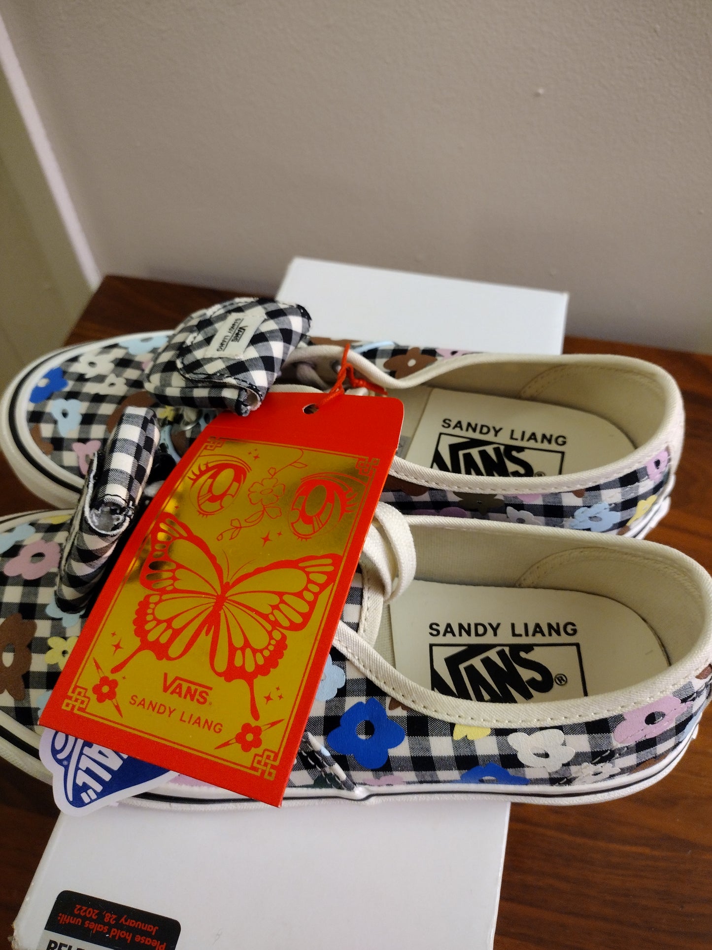 VANS X SANDY LIANG AUTHENTIC Sneakers Skate Shoes Gingham Floral Black