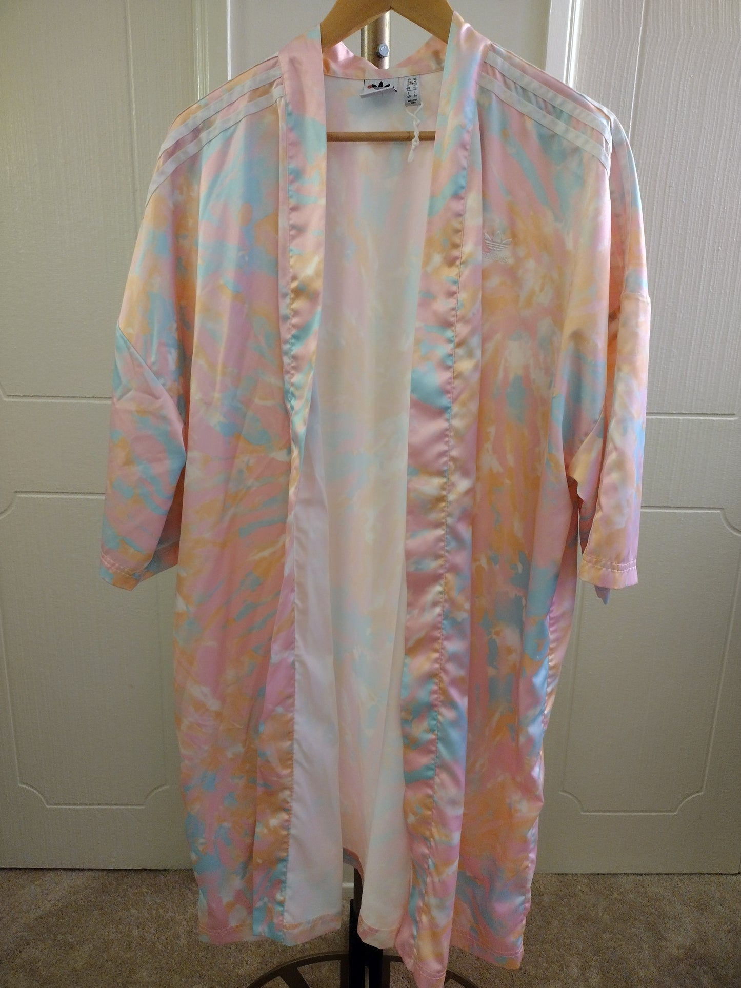 Adidas Pink Multi Color Tie Dye Kimono Intimate Robe