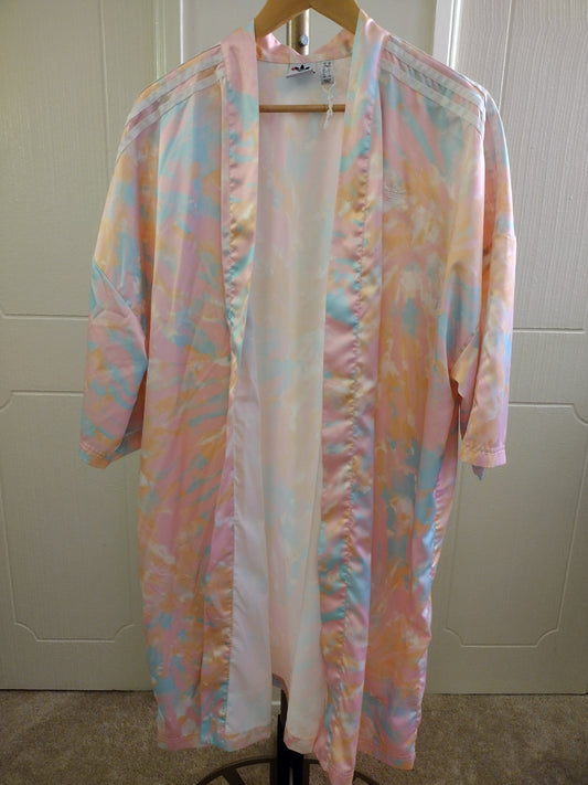 Adidas Pink Multi Color Tie Dye Kimono Intimate Robe