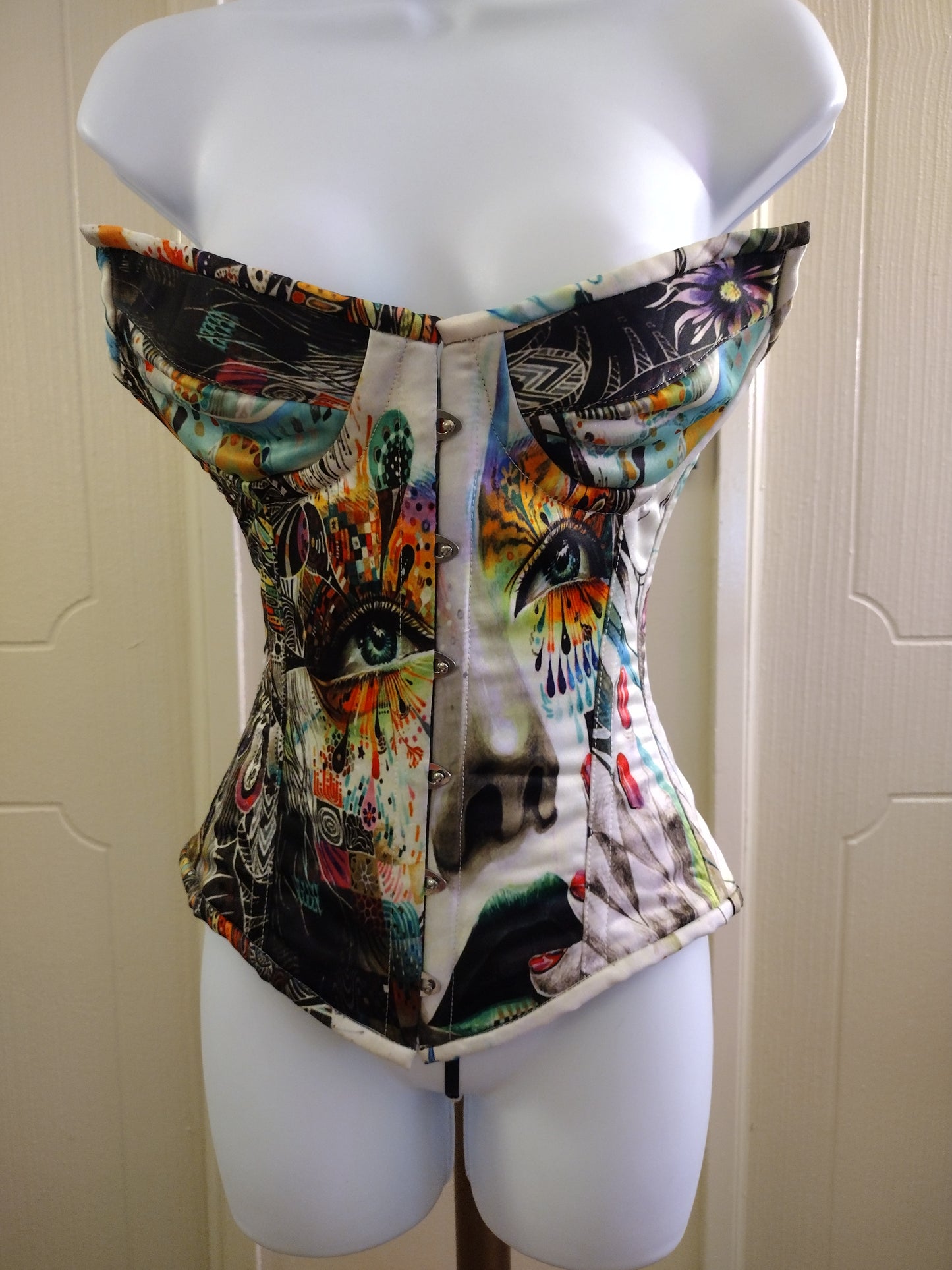 Graffiti Printed Cotton Over Breast Corset