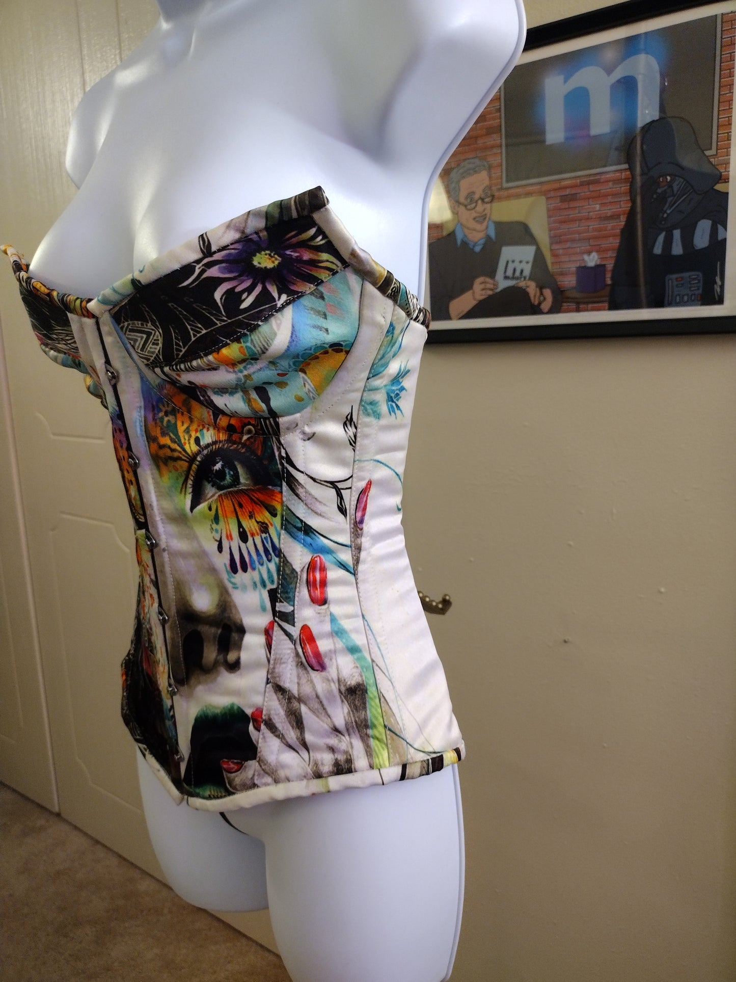 Graffiti Printed Cotton Over Breast Corset