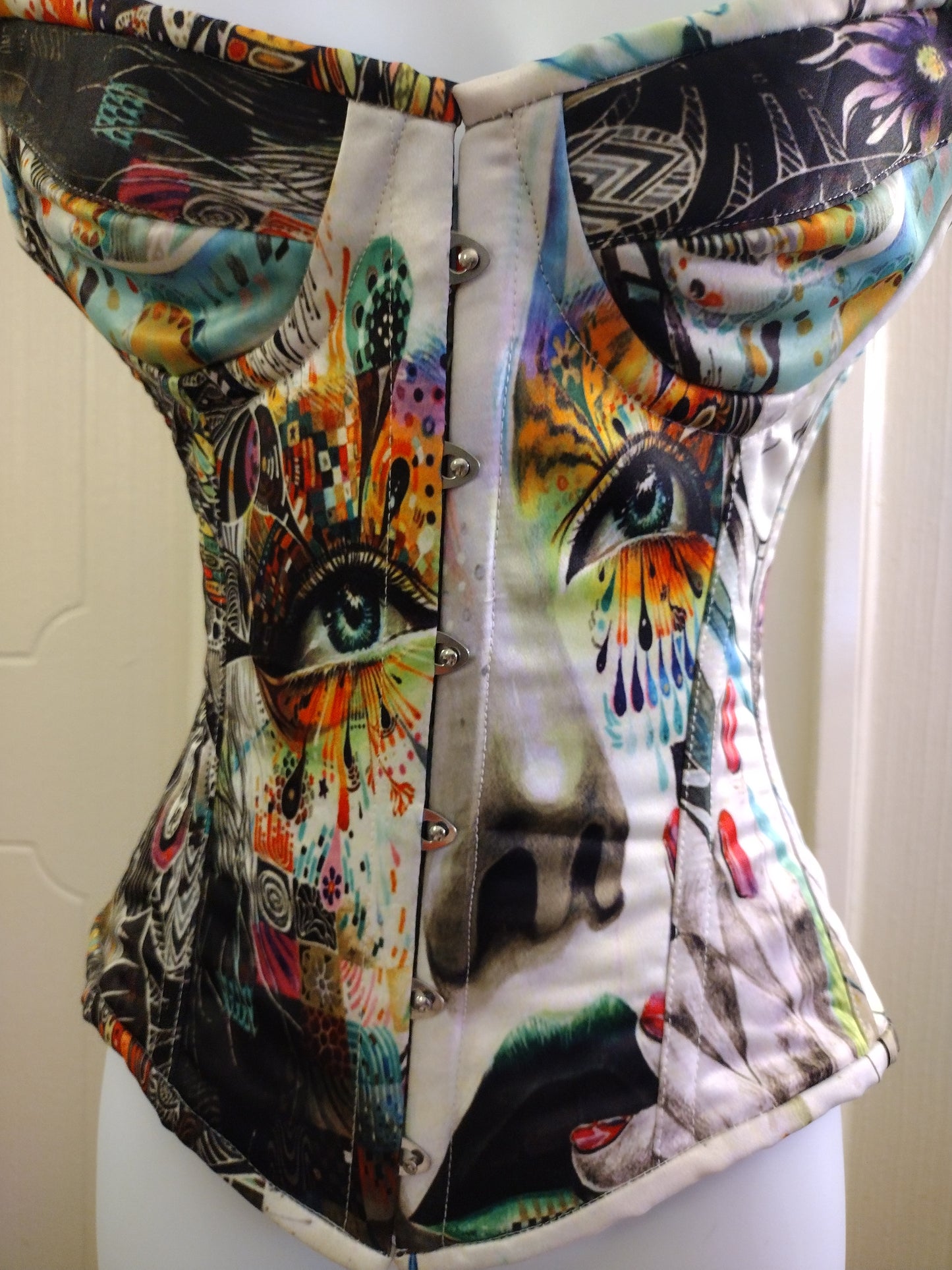 Graffiti Printed Cotton Over Breast Corset