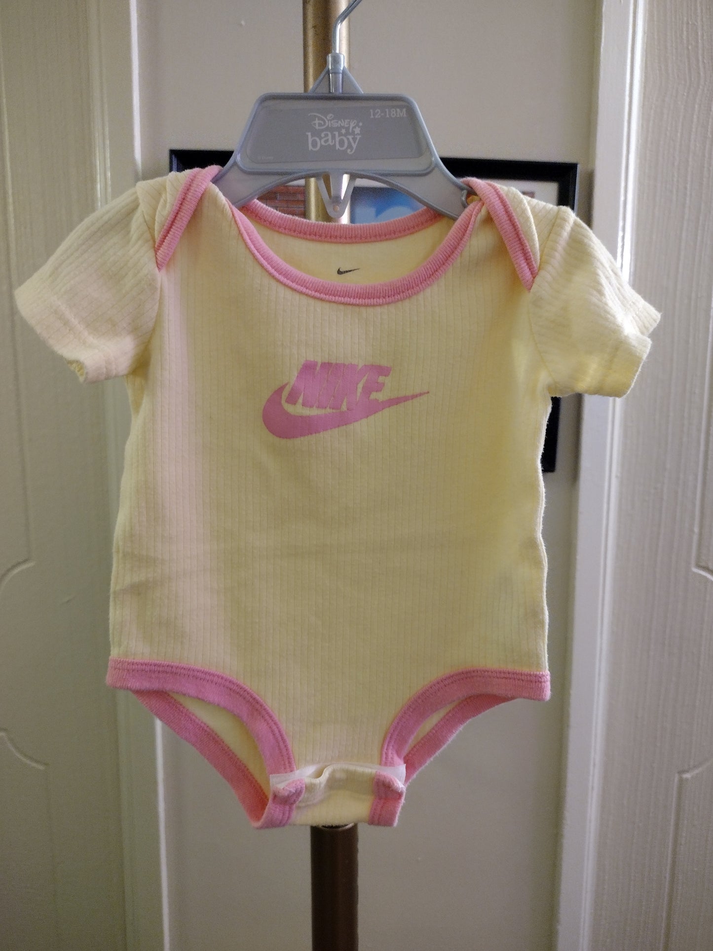 Nike Baby Girl Short Sleeve Bodysuit Yellow / Pink