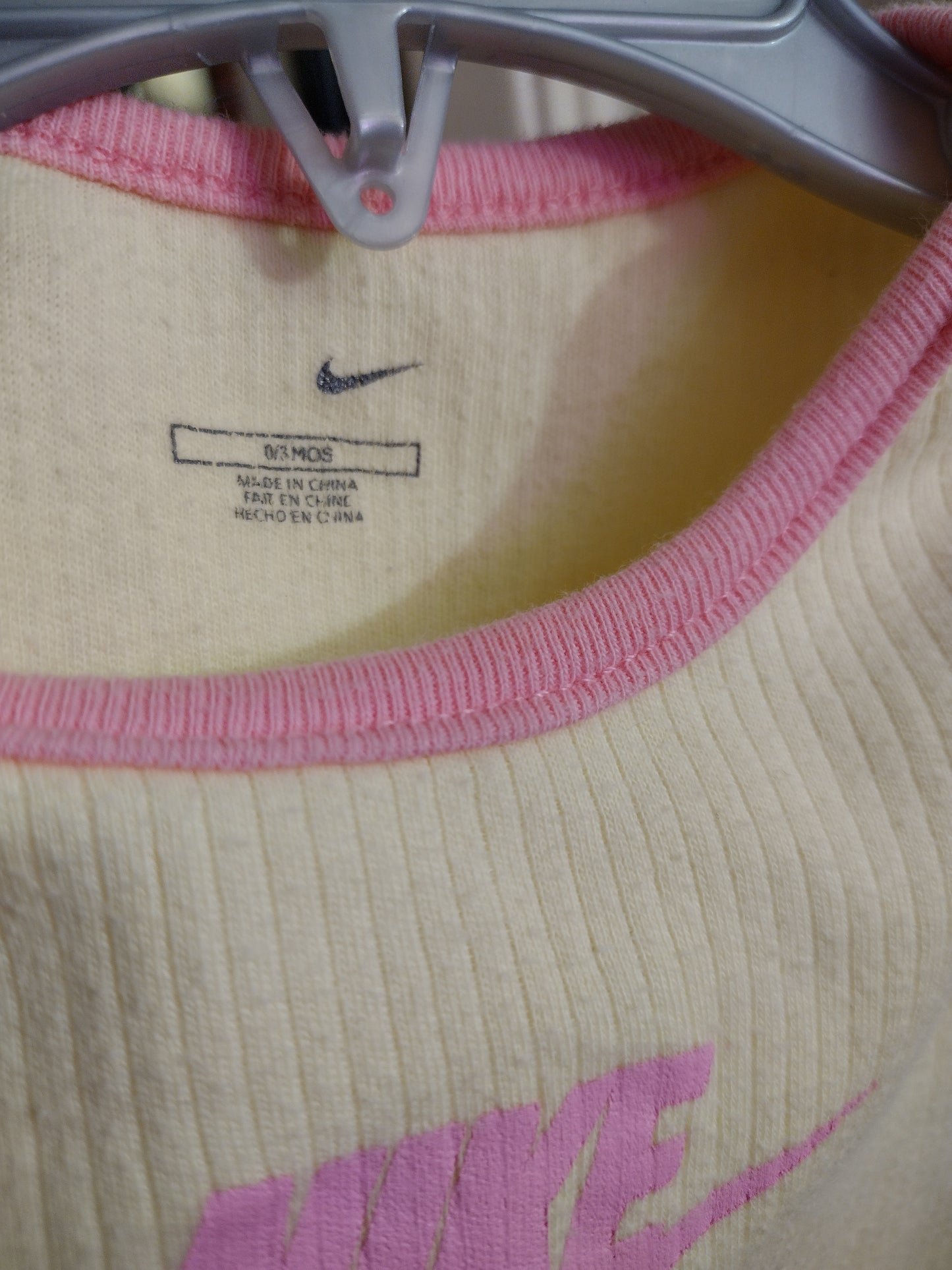 Nike Baby Girl Short Sleeve Bodysuit Yellow / Pink