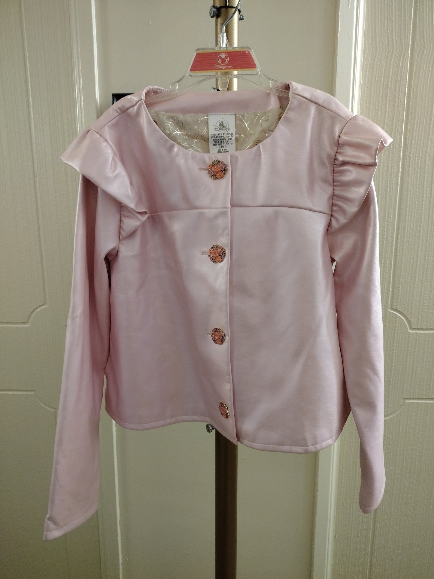 Disney Princess Little Girls Pink Faux Leather Jacket size 9/10