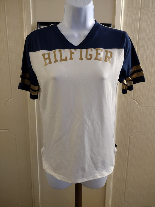 Tommy Hilfiger Women's Jersey Style Mesh T Shirt Multi Color With 85 On The Back