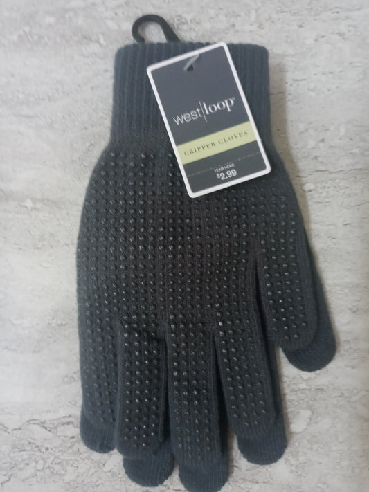 West Loop Gripper Gloves 2 Pair Black & Grey