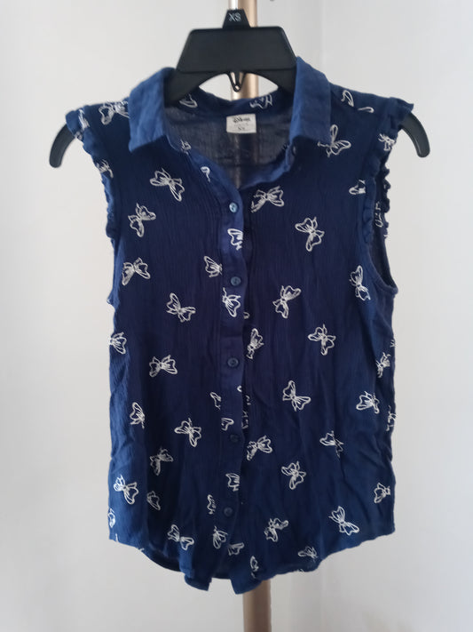 Disney A Collection Lauren Conrad Minnie Mouse Navy Blue Blouse kids girls Top -