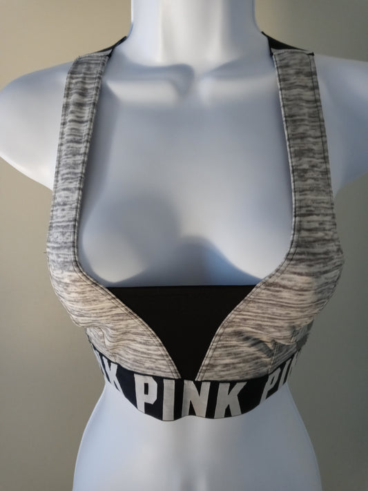 Pink Women's Black , Grey & White Sports Bra