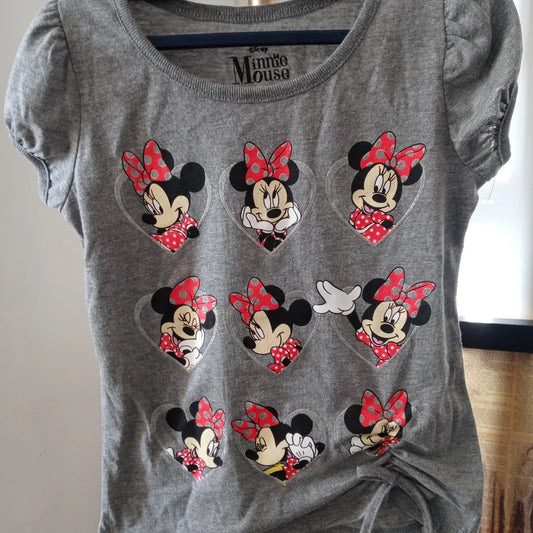 Disney Minnie Mouse Kids Girls Short Sleeve Grey T Shirt