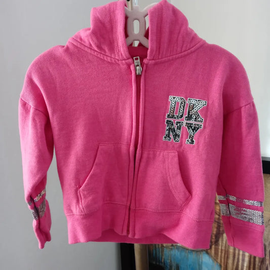 DKNY Girls Toddler Pink Long Sleeve Hoodie