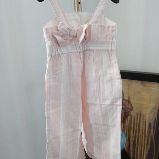 Tommy Bahama Kids Girls 1pc Pink & White Jumpsuit - Bow Tie in the front / No Pockets