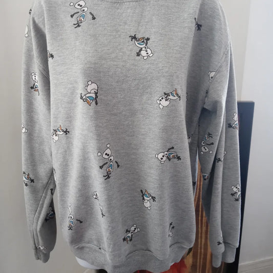 Disney Frozen Snowman Olof Grey Printed Sweatshirt size Medium